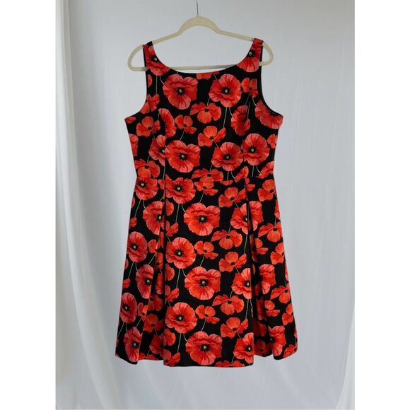 Tommy Hilfiger Women’s 14 Sleeveless Black/Red Floral Proint Dress - Picture 1 of 8